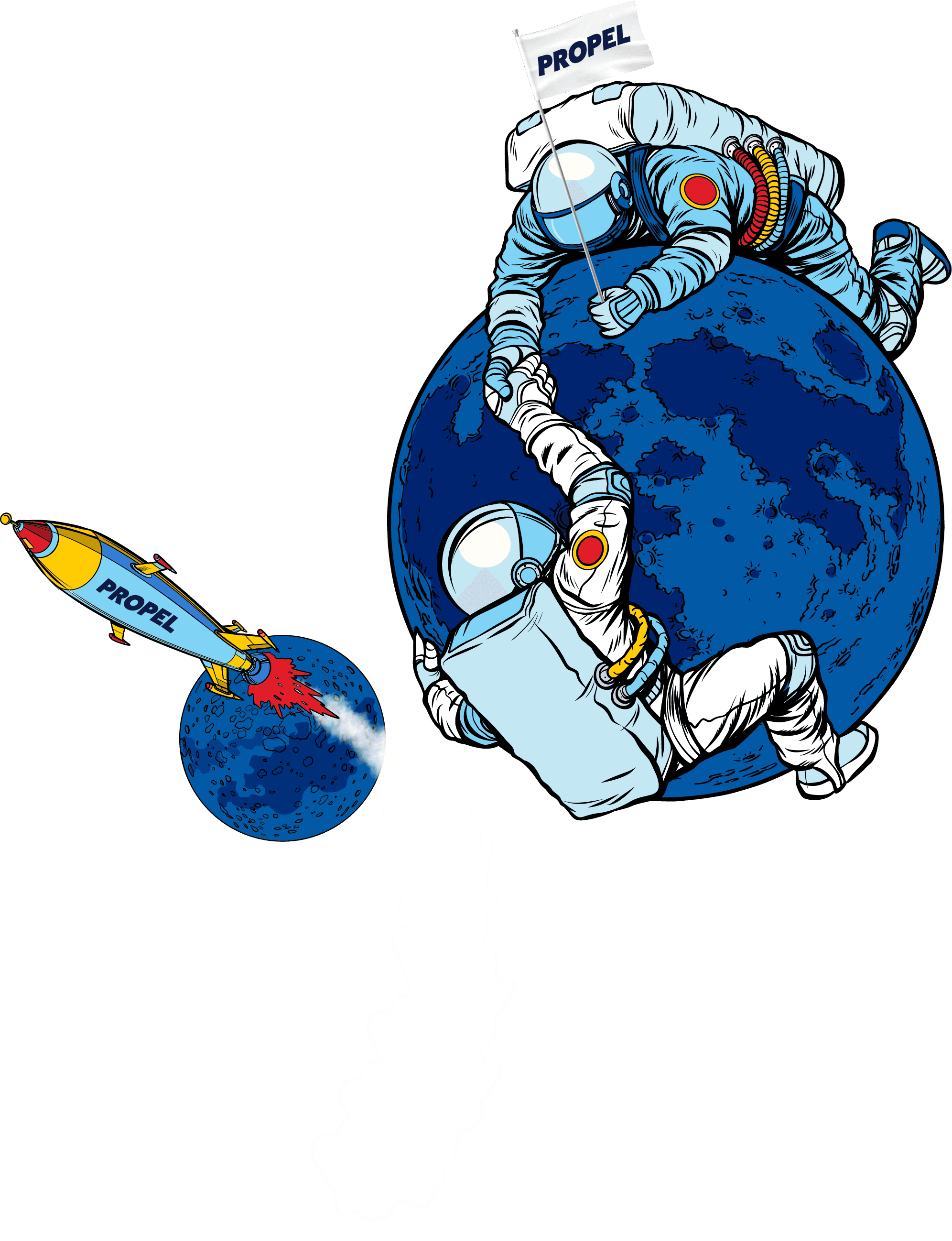 Spacemen around the world — hero